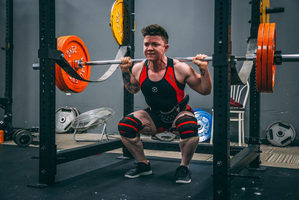 a powerlifter squatting